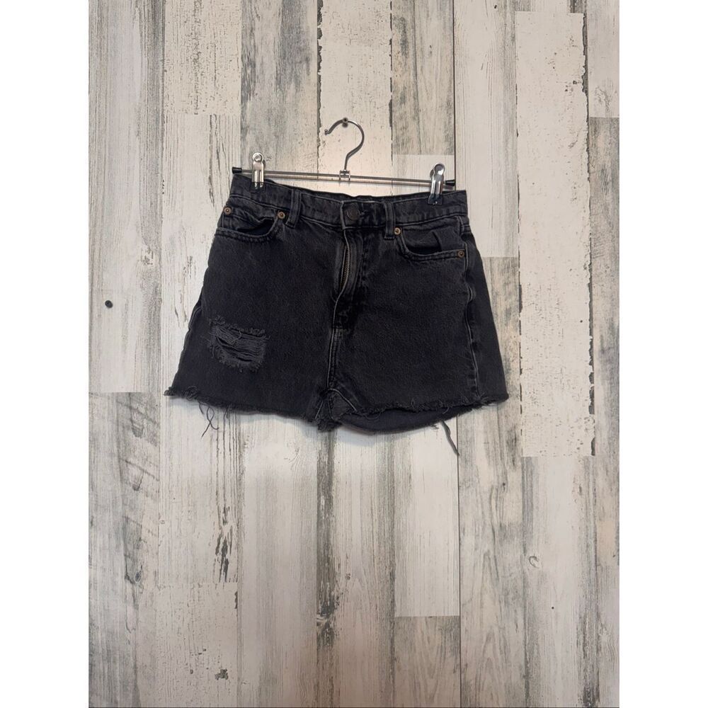 GarageβDenim Distressed Jean Shorts Womens 0 24 Faded Black Raw Hem Cutoffs